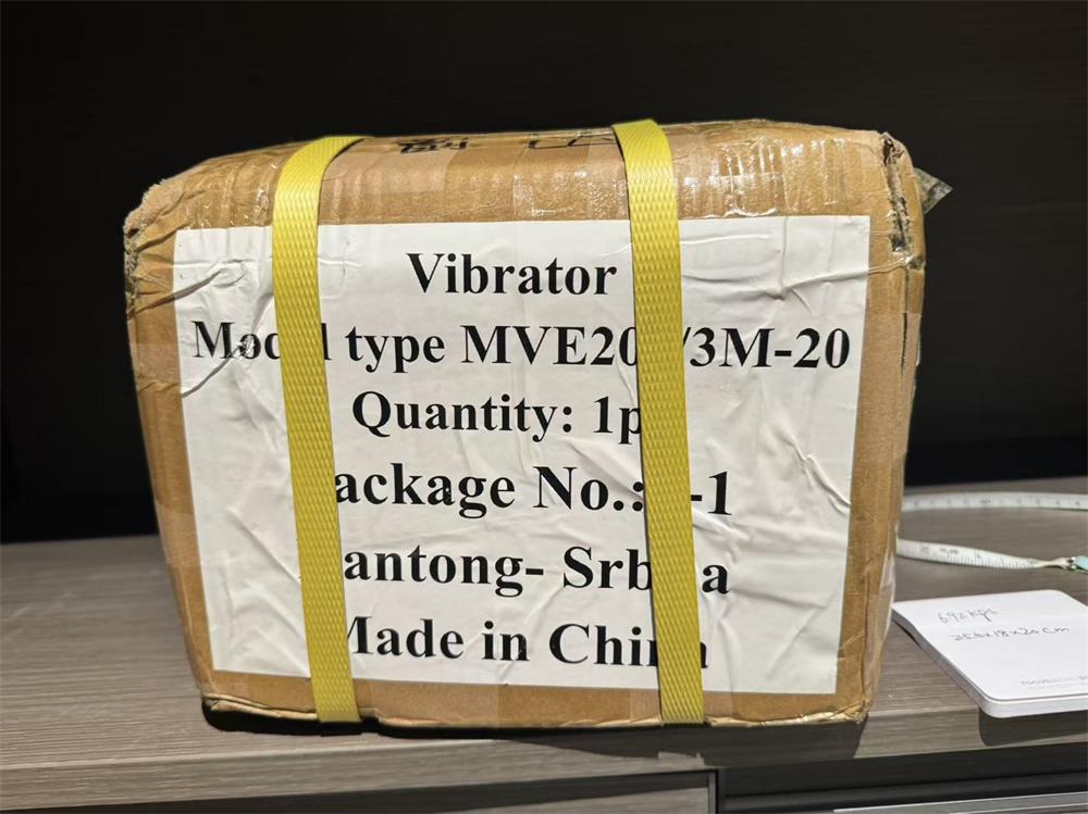 One industrial vibration motor packed in a carton with a gross weight of 7 kg for shipment to Serbia